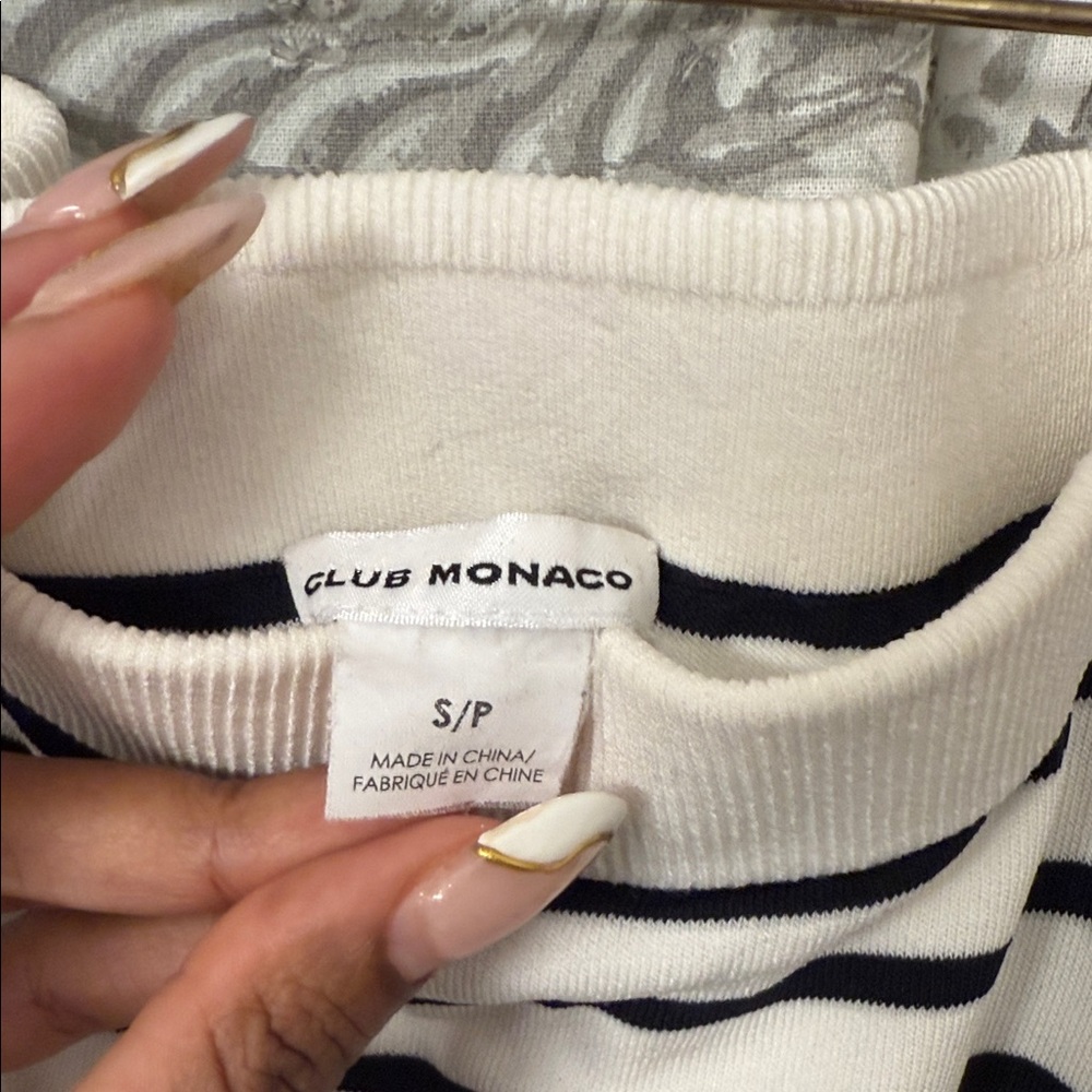 Club Monaco Asymmetrical Black and White Striped Skirt - Picture 2 of 6